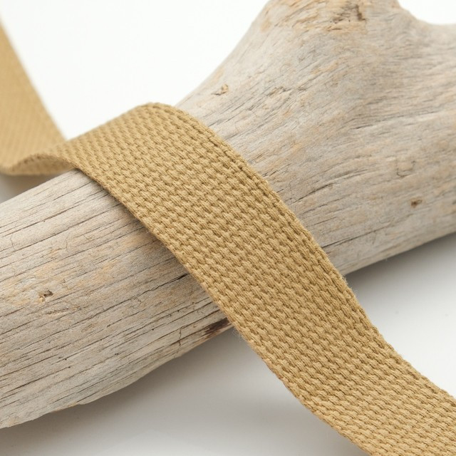 25mm Beige-Taupe Cotton Webbing - Maison Klem